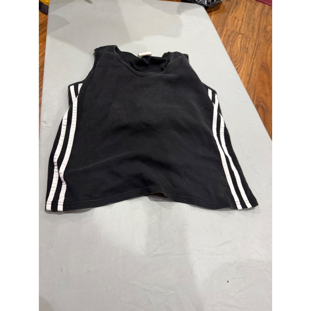 Sporty Womens Jerzees Activewear Tank Top Large Black Striped Side Sleeveless